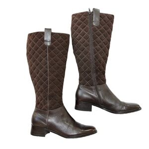 Lands‎ End Leather Equestrian Quilted Suede Riding Boots